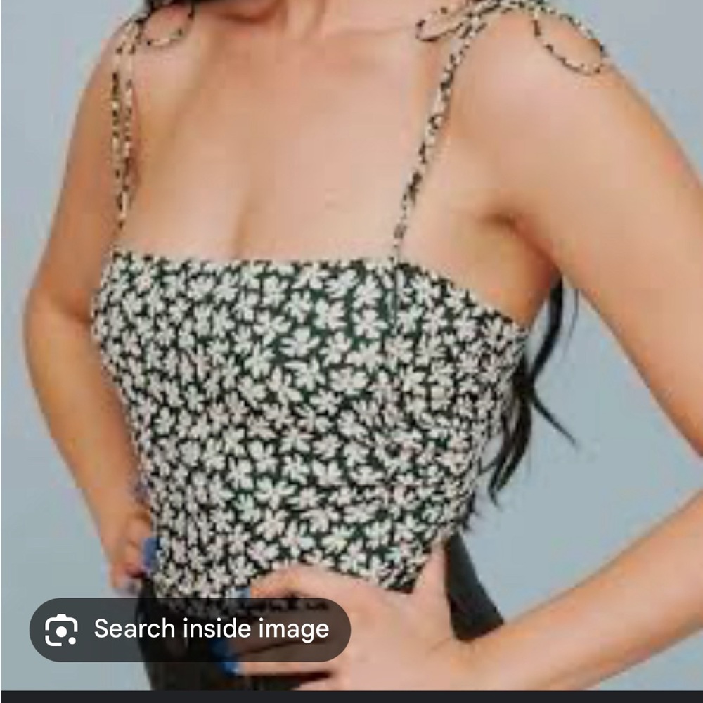 Reformation green and White Floral Tank Top